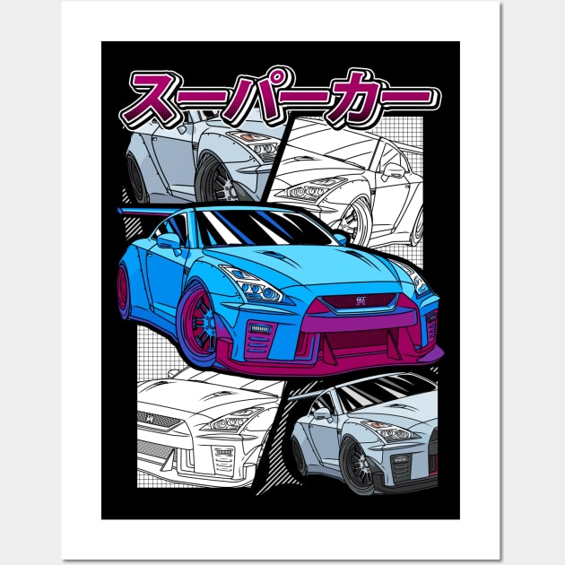 JDM GT-R Nippon Street Racing Car Wall Art by Guyvit